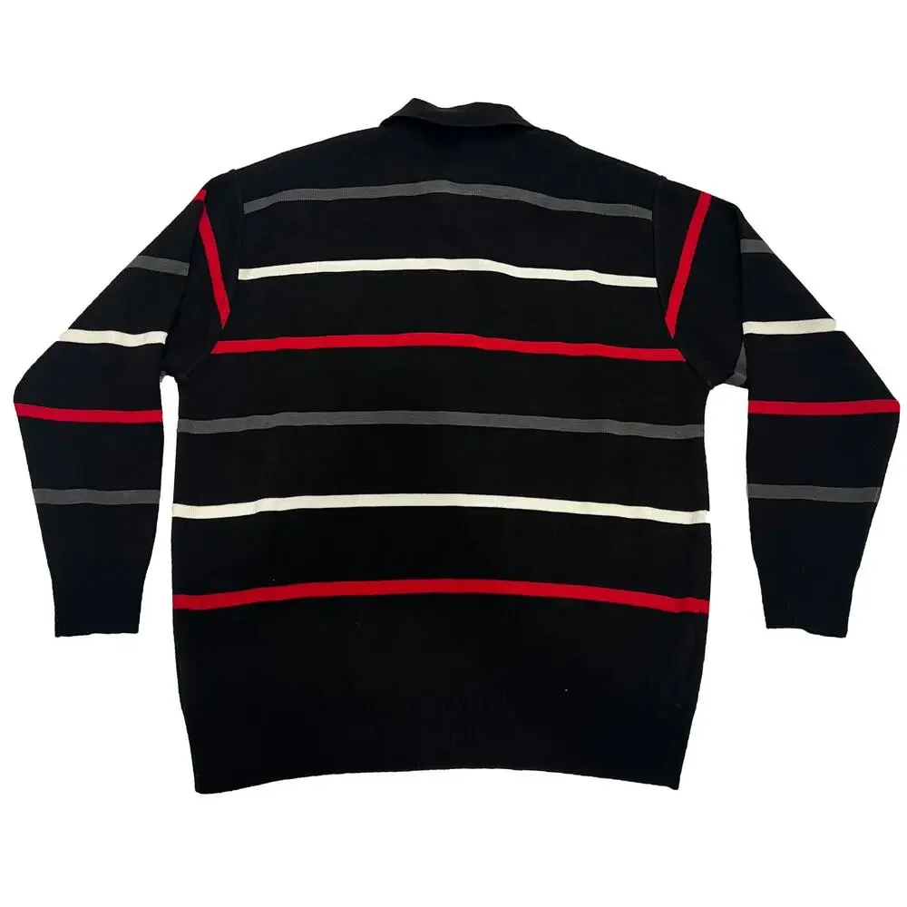 Paul & Shark Yachting Mens XXL Black Striped Quarter Zip Cotton Sweater Italy